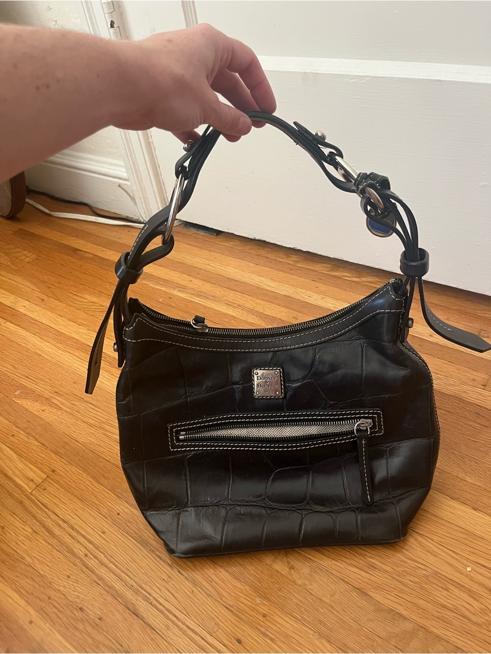 Vintage Dooney & Bourke Black Croc-Embossed HBag